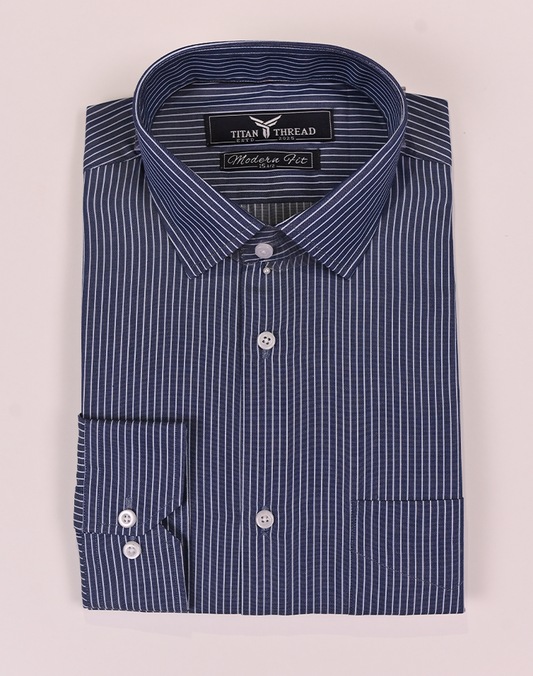 Navy Blue Pencil Stripes