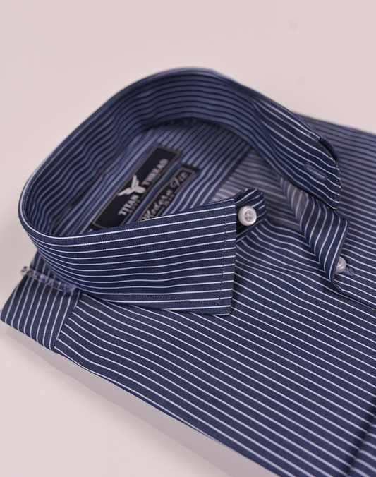 Navy Blue Pencil Stripes