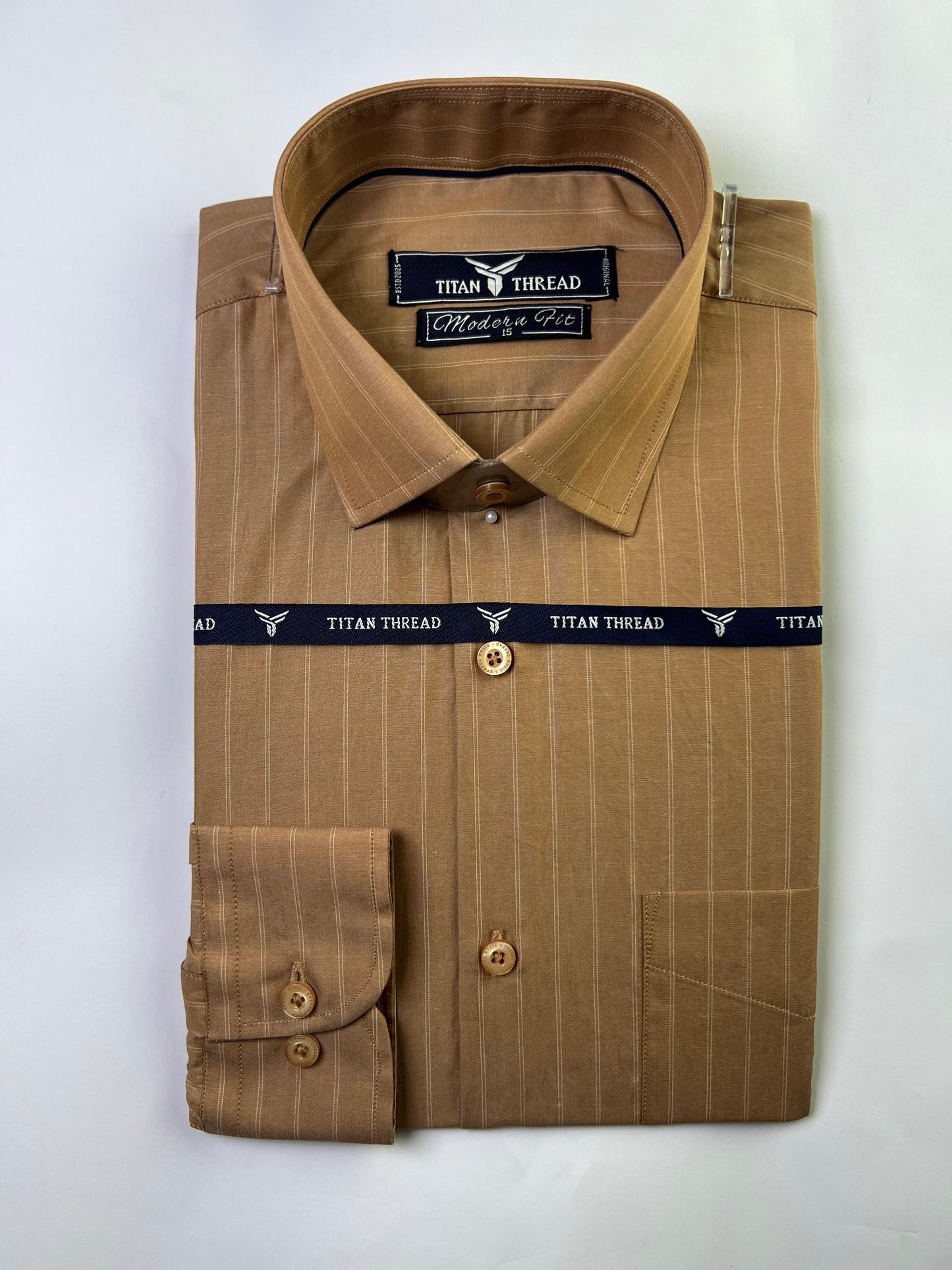 Dark Sand Pin Stripe Formal Shirt
