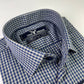 Blue & Gray Gingham Check Formal Shirt