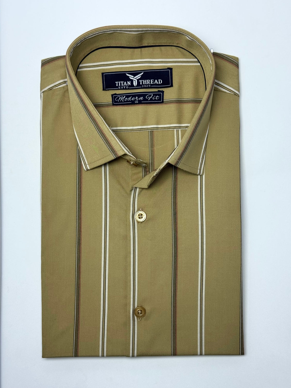 Misted Yellow Broad Stripe Formal Shirt
