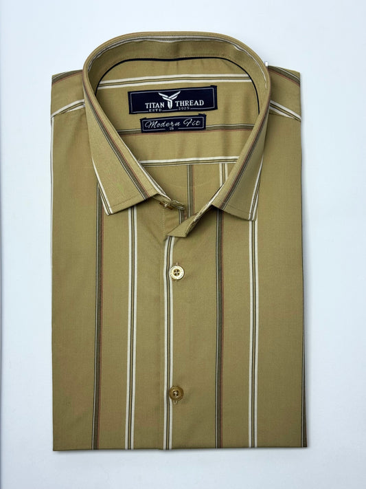Misted Yellow Broad Stripe Formal Shirt