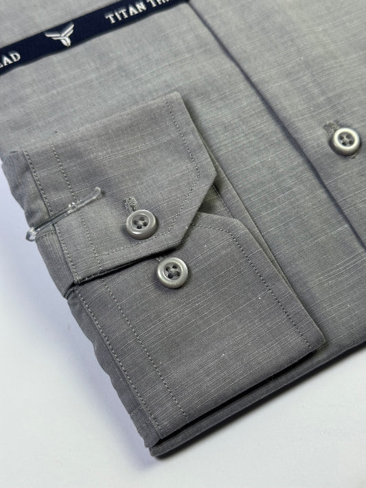 Self Textured Steel Gray Formal Shirt (Slim fit)