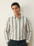White & Mint Classic Stripe Formal Shirt