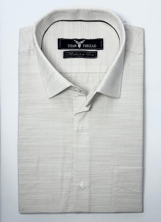 Beige Self Texture Formal Shirt