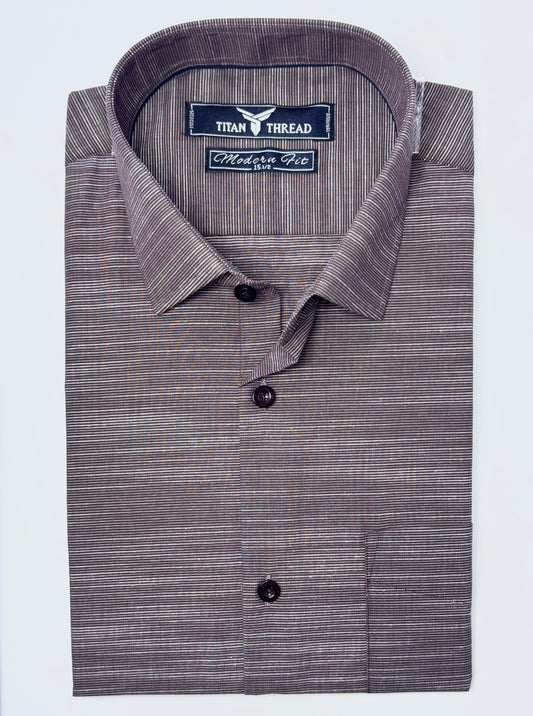 Choco Brown Self Texture Formal Shirt