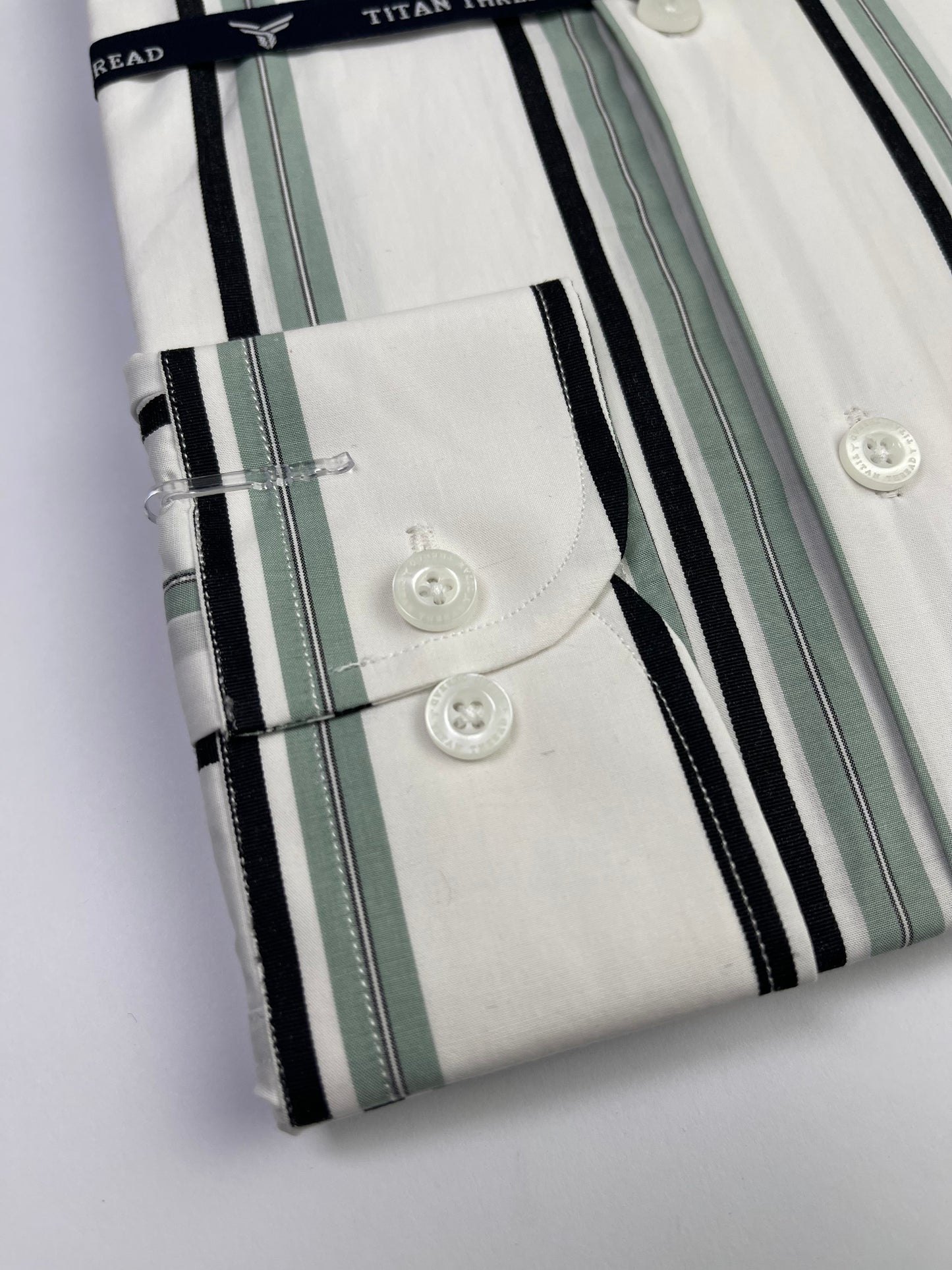 White & Mint Classic Stripe Formal Shirt