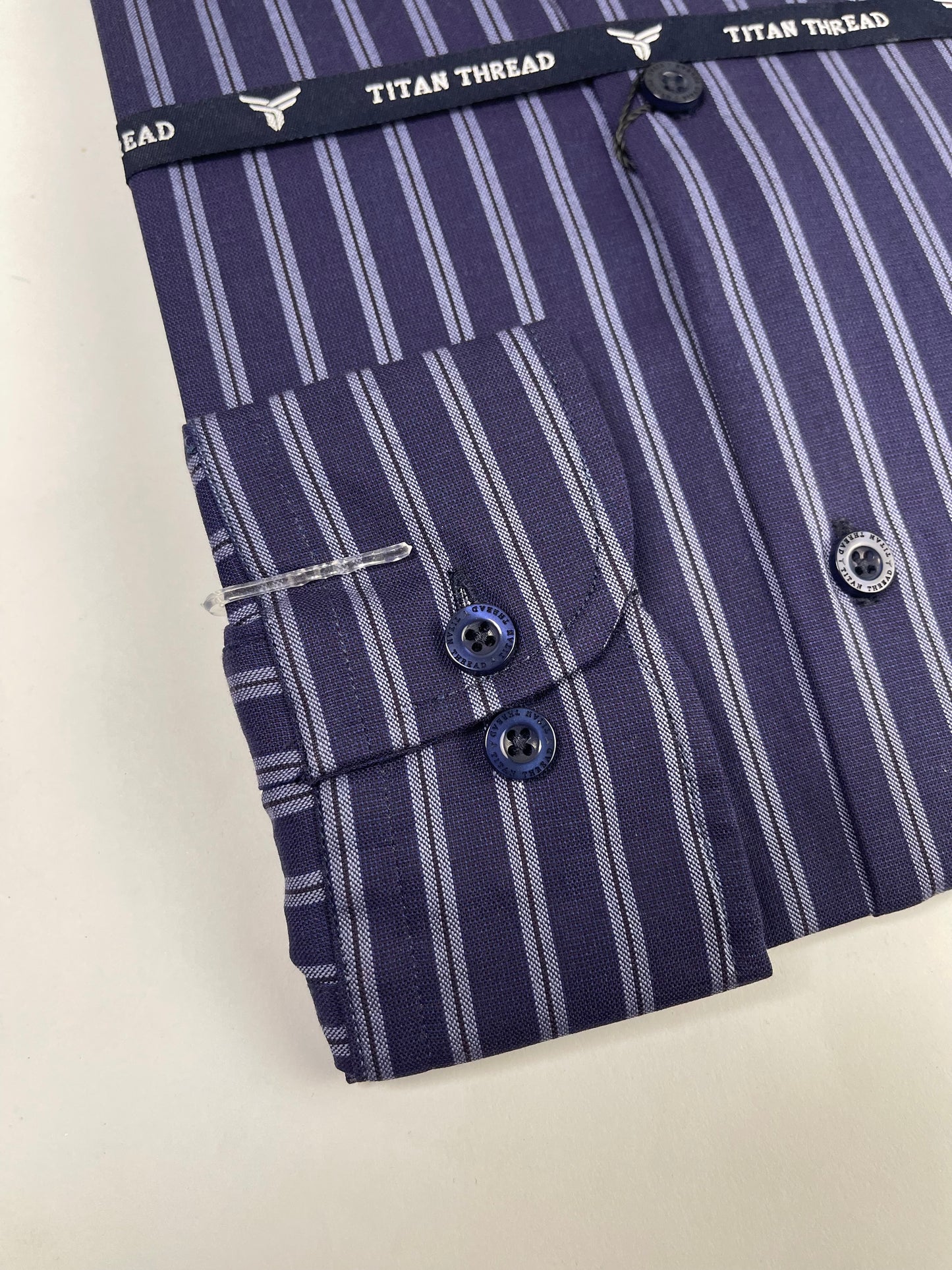 Navy Blue & Gray Verticle Stripe Formal Shirt