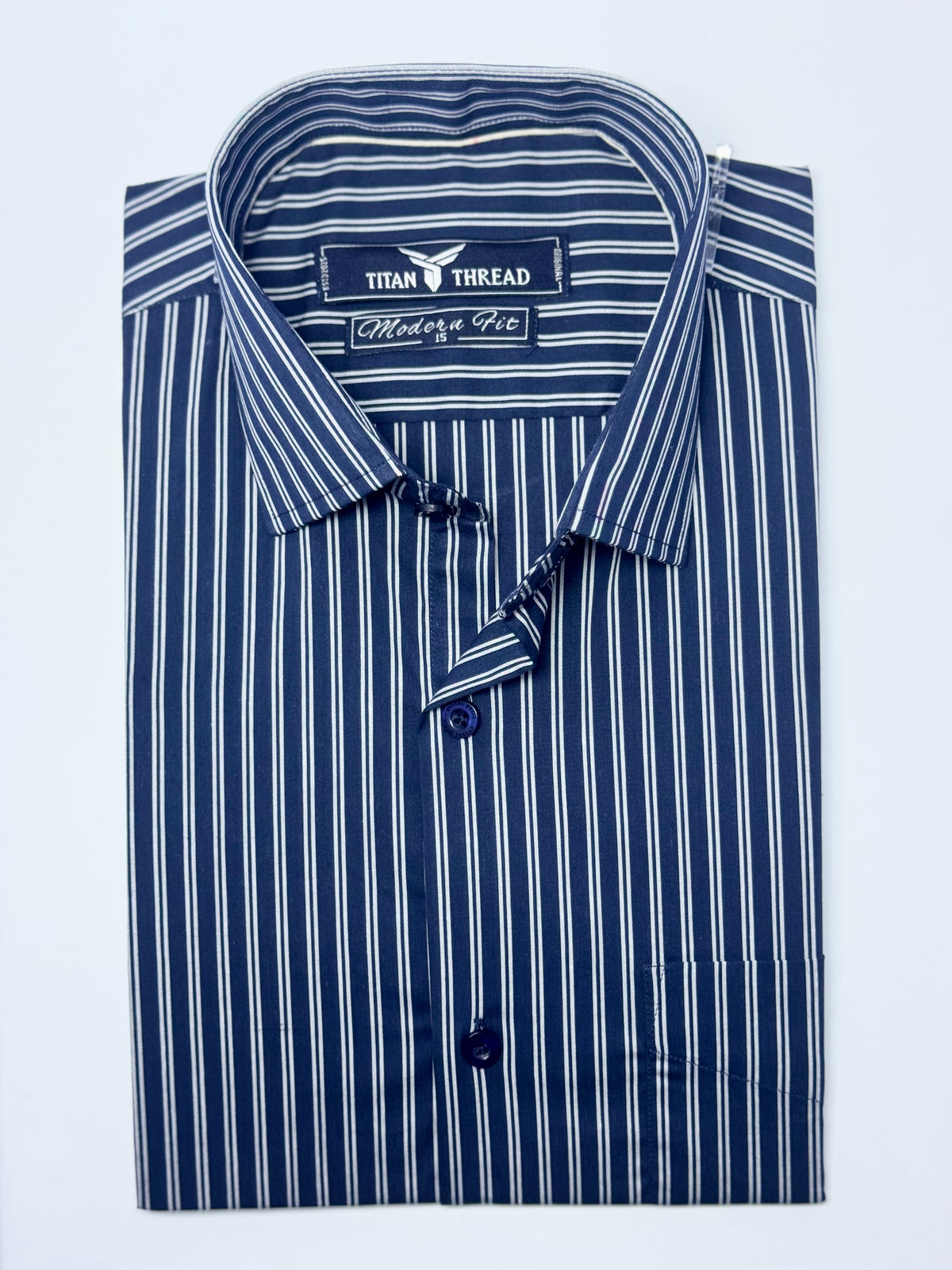 Indigo Blue Pencil Stripe Formal Shirt