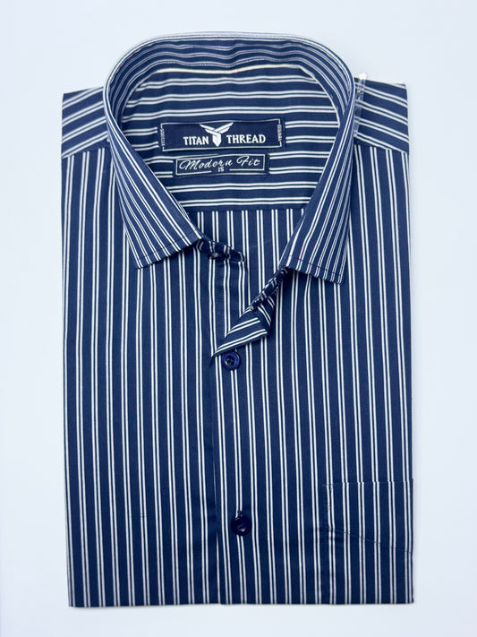Indigo Blue Pencil Stripe Formal Shirt