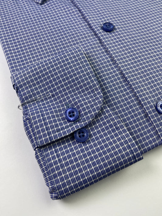Blue Pin Check Formal Shirt
