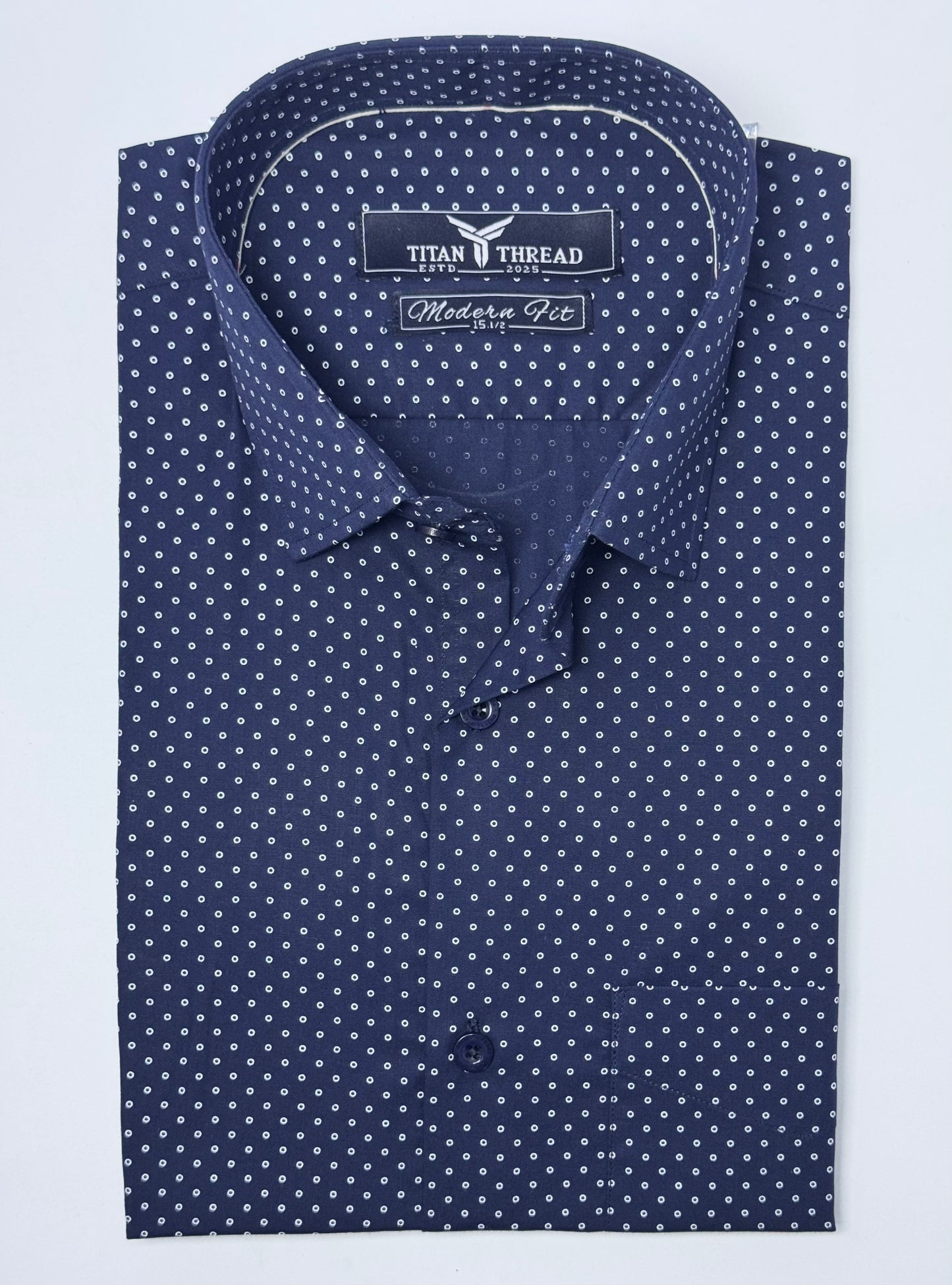Navy Blue Dotted Formal Shirt