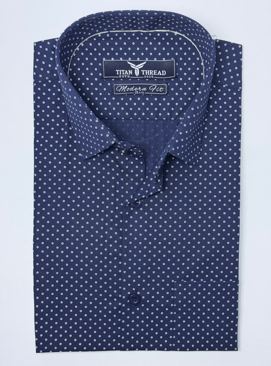 Navy Blue Dotted Formal Shirt