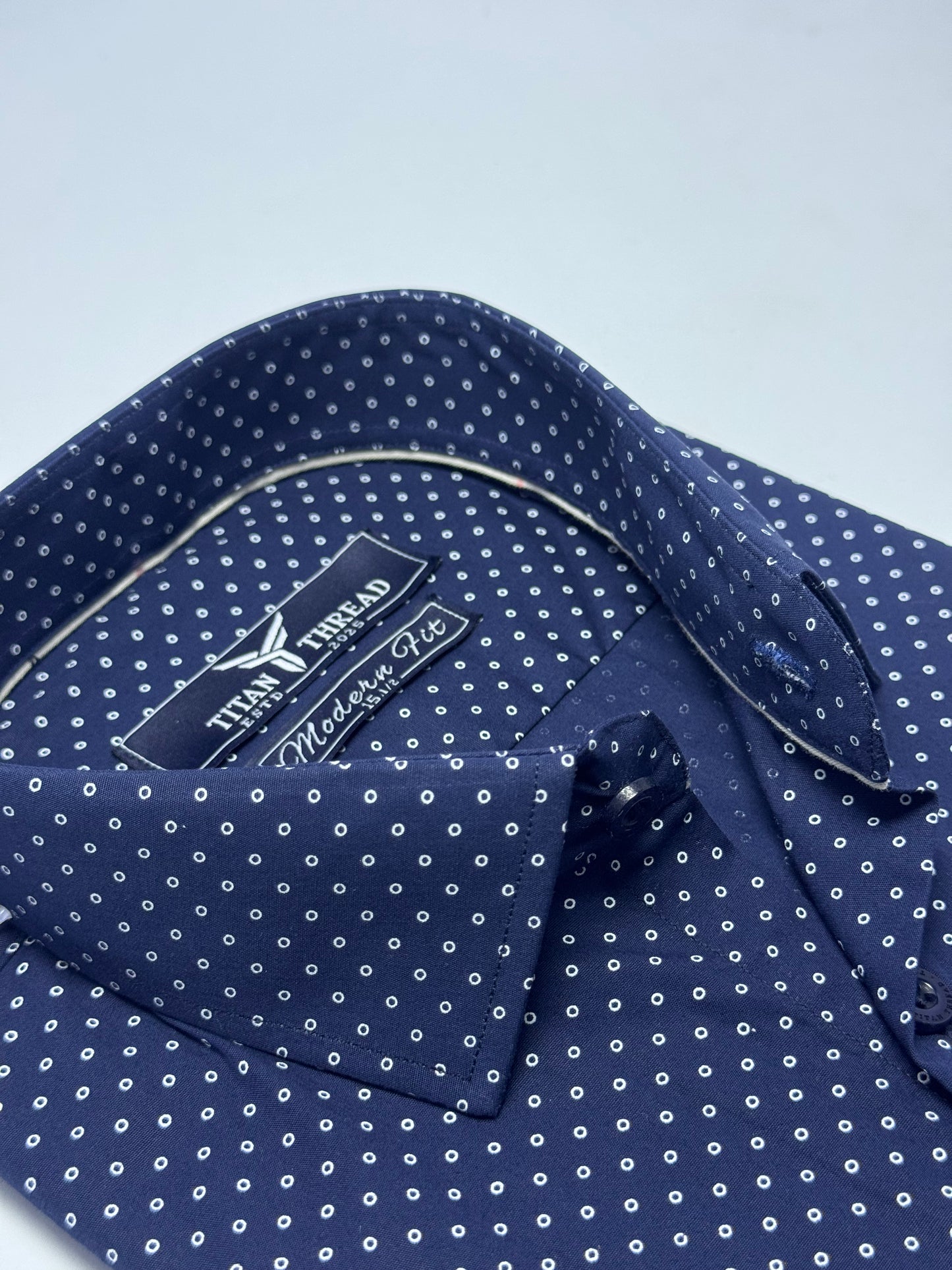 Navy Blue Dotted Formal Shirt