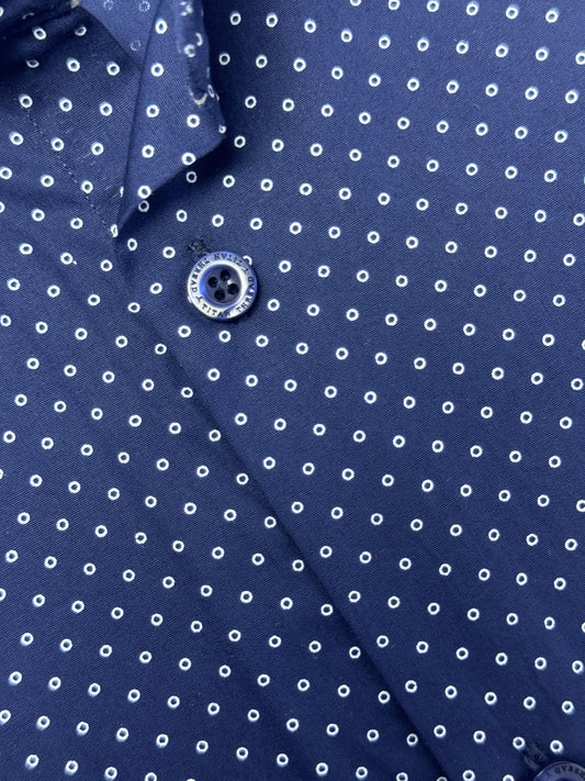 Navy Blue Dotted Formal Shirt