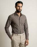 Pencil Stripes on Chocolate Brown Formal Shirt (Slim fit)